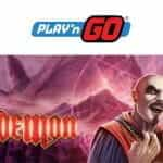 The Play'n GO logo above the logo for the Demon slot game.